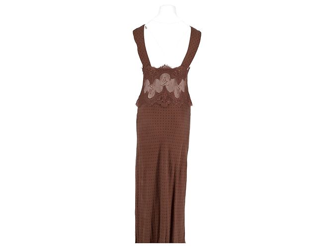 Autre Marque THIRD FORM Braunes Polka Dot Maxikleid mit Spitze - Ansicht 2