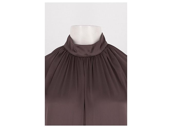 Autre Marque Top CEKETTE de algodón marrón con cuello alto plisado - vista 5