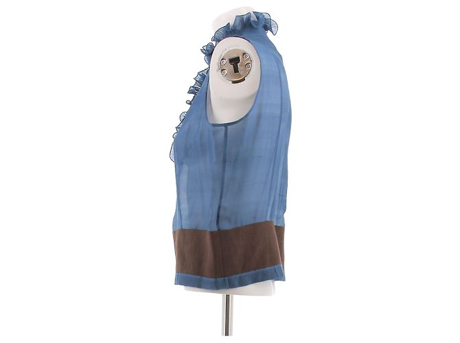 Chloé Ärmellose blaue Bluse - Ansicht 4