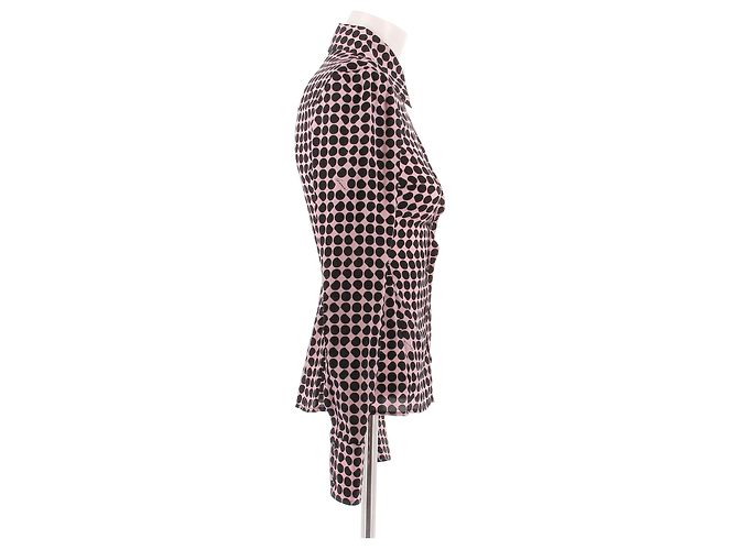 Gucci Camicia di seta rosa a pois neri (2004) - vista 3