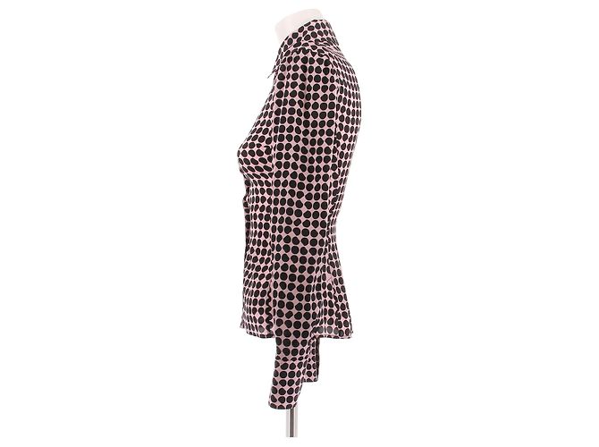 Gucci Camicia di seta rosa a pois neri (2004) - vista 4