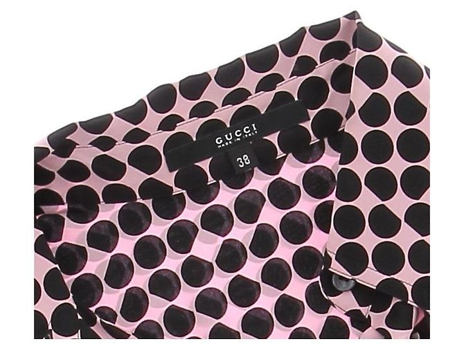 Gucci Camicia di seta rosa a pois neri (2004) - vista 5