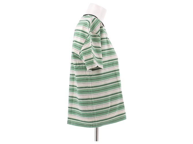 Camiseta de rayas verde Miu Miu de algodón - vista 3