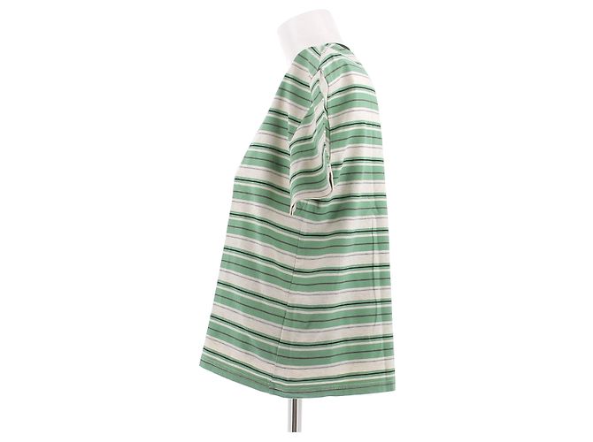 Camiseta de rayas verde Miu Miu de algodón - vista 4