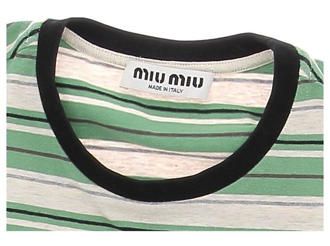 Camiseta de rayas verde Miu Miu de algodón - vista 5