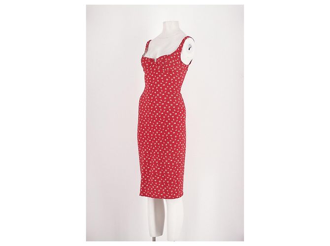 Vestido Rouje de algodón rojo con estampado floral - vista 4