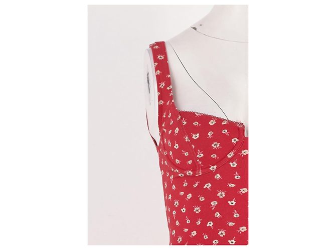 Vestido Rouje de algodón rojo con estampado floral - vista 6