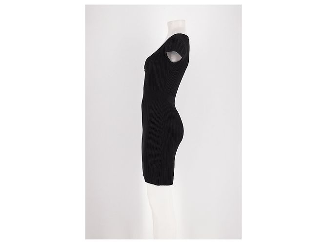 Rouje Schwarzes kurzes Kleid mit Boot Ausschnitt - Ansicht 3