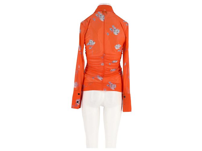 Camisa Ganni Floral Laranja Slim Fit - vista 2