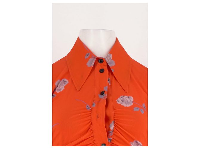 Camisa Ganni Floral Laranja Slim Fit - vista 5