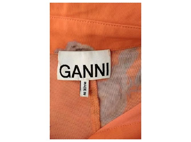 Camisa Ganni Floral Laranja Slim Fit - vista 7