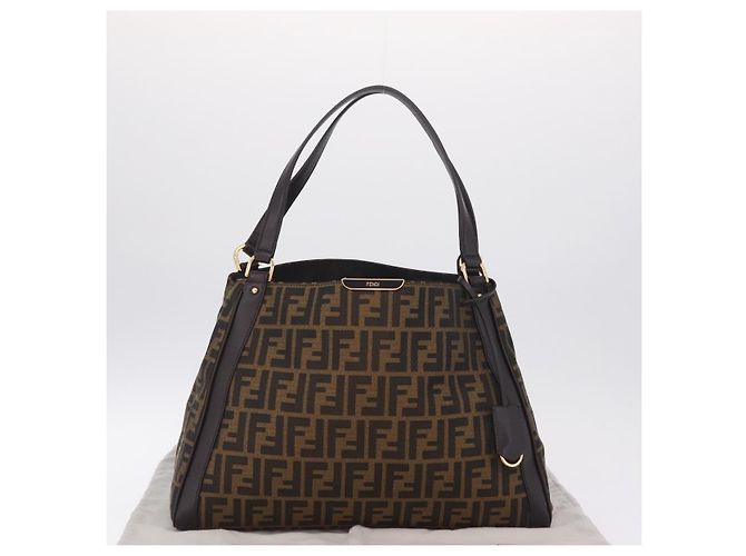 FENDI Zucca Canvas Shoulder Bag Black Brown - vista 12