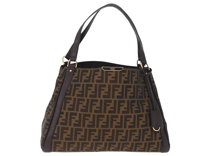 FENDI Zucca Canvas Shoulder Bag Black Brown - vista 13