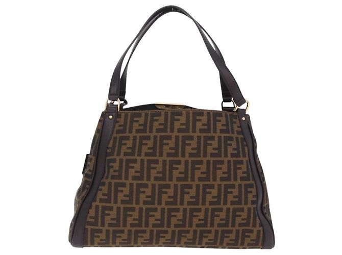 FENDI Zucca Canvas Shoulder Bag Black Brown - vista 2