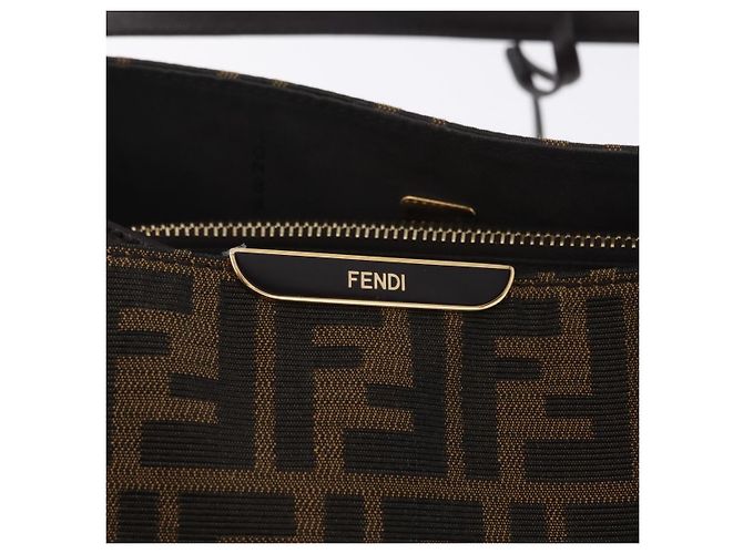 FENDI Zucca Canvas Shoulder Bag Black Brown - vista 20