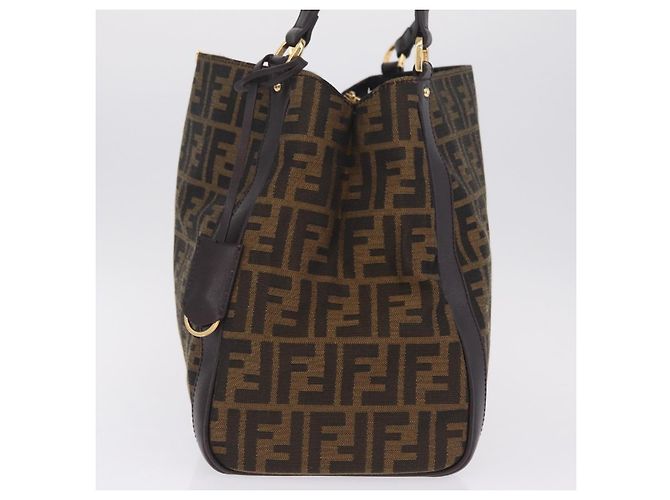 FENDI Zucca Canvas Shoulder Bag Black Brown - vista 3