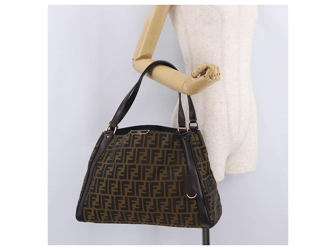 FENDI Zucca Canvas Shoulder Bag Black Brown - vista 30