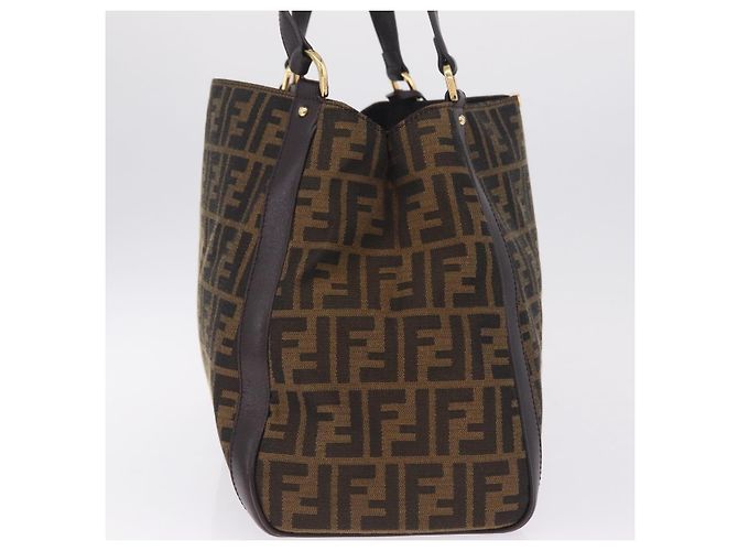 FENDI Zucca Canvas Shoulder Bag Black Brown - vista 4