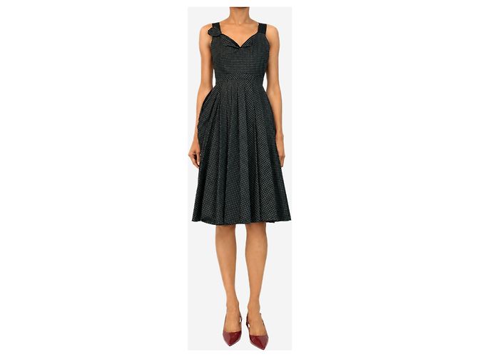 Prada Abito slip a micro pois nero e verde - size UK 6 - vista 3