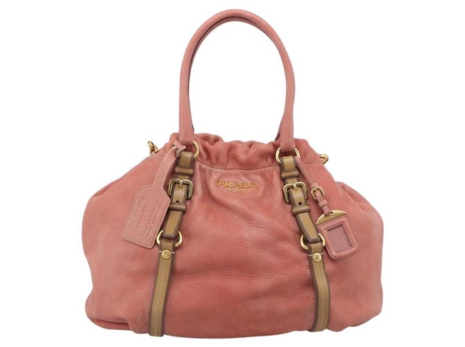 PRADA Hand Bag Vittero Dino Leather 2way Pink Gold - vista 2