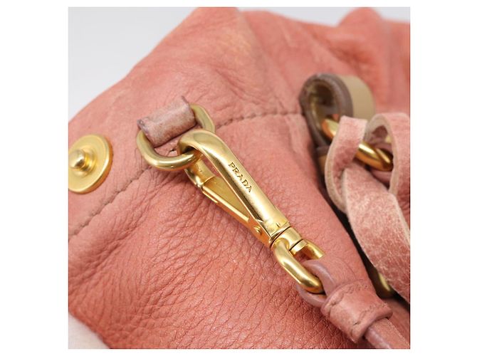 PRADA Hand Bag Vittero Dino Leather 2way Pink Gold - vista 21