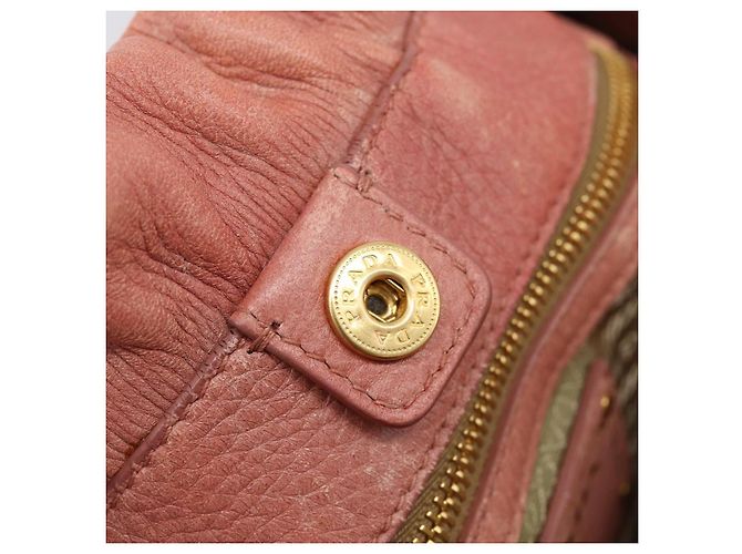 PRADA Hand Bag Vittero Dino Leather 2way Pink Gold - vista 23
