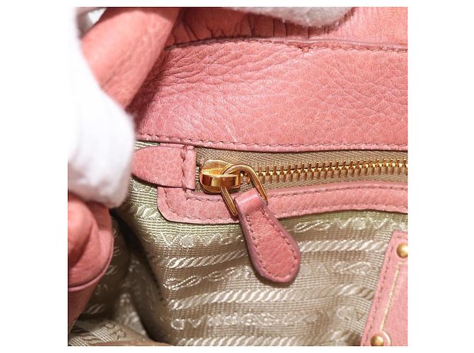 PRADA Hand Bag Vittero Dino Leather 2way Pink Gold - vista 29