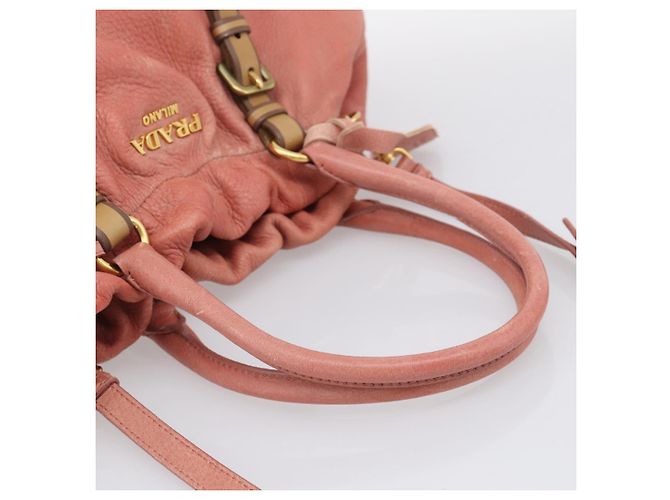 PRADA Hand Bag Vittero Dino Leather 2way Pink Gold - vista 7
