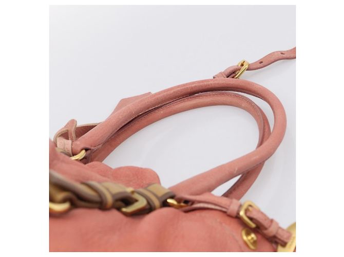 PRADA Hand Bag Vittero Dino Leather 2way Pink Gold - vista 8