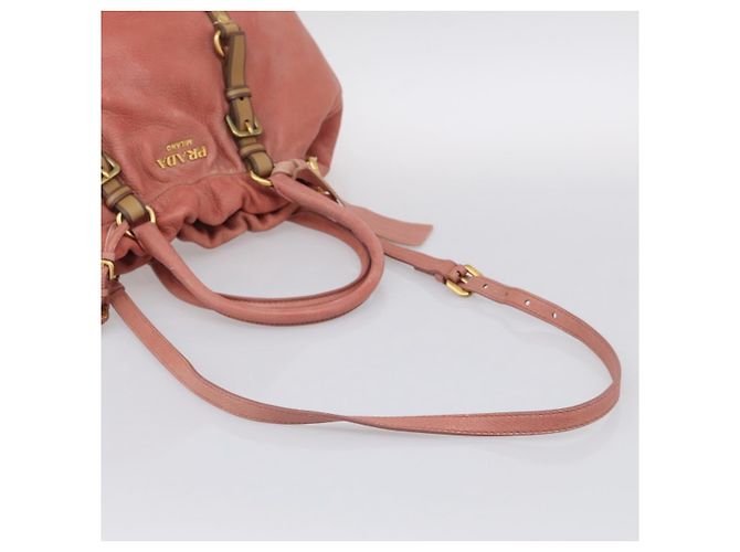 PRADA Hand Bag Vittero Dino Leather 2way Pink Gold - vista 9