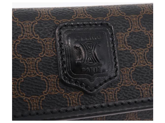 Céline CELINE Bolso de Mano de Lona Macadam PVC Cuero Negro Dorado - vista 12