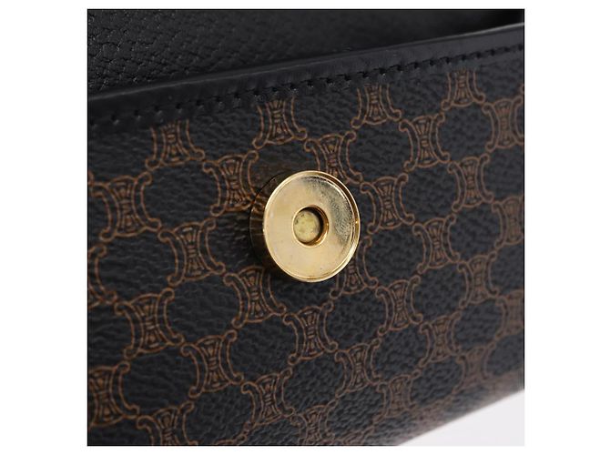 Céline CELINE Bolso de Mano de Lona Macadam PVC Cuero Negro Dorado - vista 15