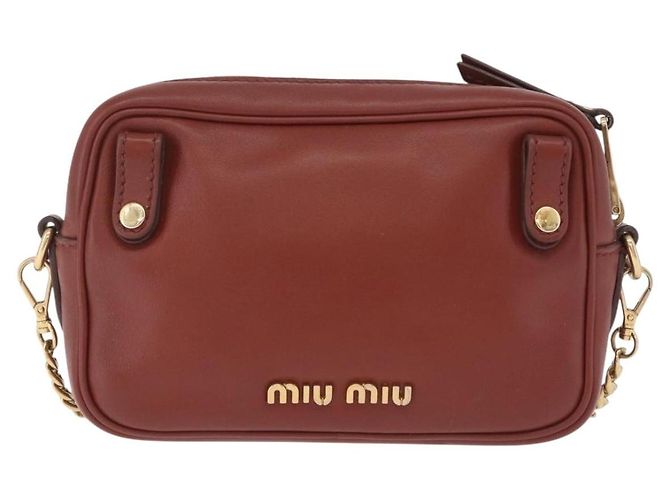 Miu Miu Chain Shoulder Bag Leather Brown Gold - vista 2