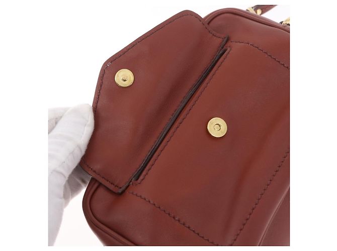 Miu Miu Chain Shoulder Bag Leather Brown Gold - vista 22