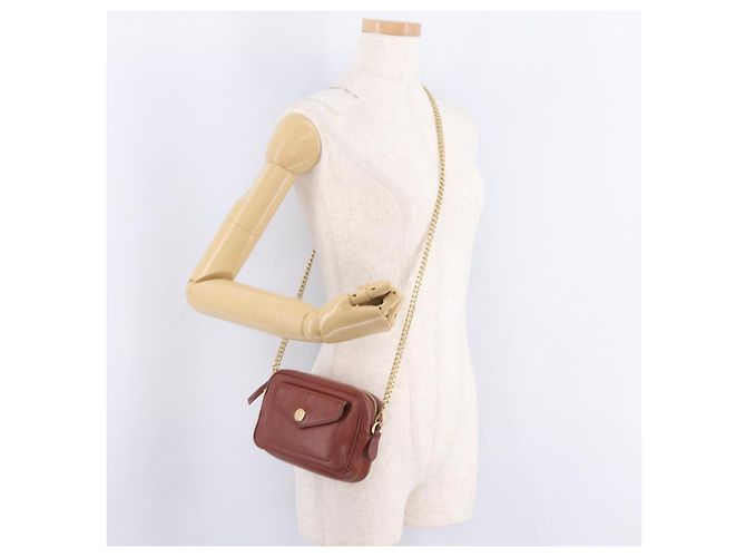 Miu Miu Chain Shoulder Bag Leather Brown Gold - vista 25