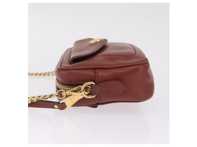 Miu Miu Chain Shoulder Bag Leather Brown Gold - vista 4