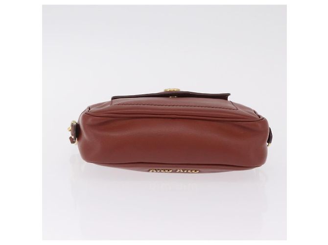Miu Miu Chain Shoulder Bag Leather Brown Gold - vista 5