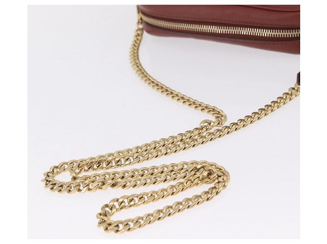 Miu Miu Chain Shoulder Bag Leather Brown Gold - vista 7
