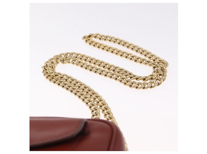 Miu Miu Chain Shoulder Bag Leather Brown Gold - vista 8