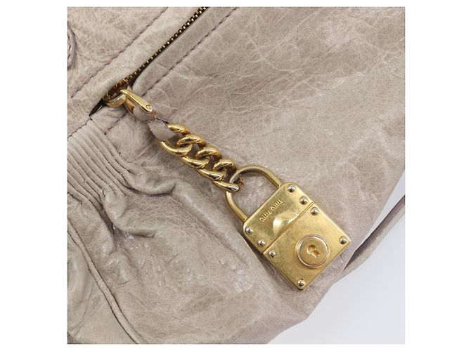 Miu Miu Hand Bag Leather 2way Beige Gold - vista 26