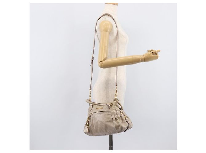 Miu Miu Hand Bag Leather 2way Beige Gold - vista 29