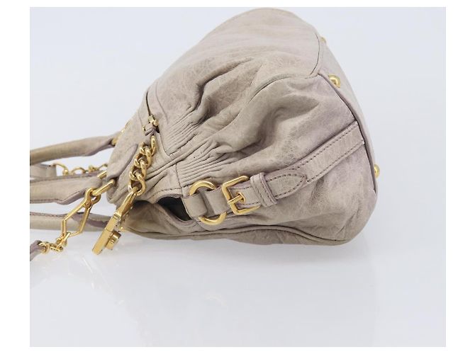 Miu Miu Hand Bag Leather 2way Beige Gold - vista 5