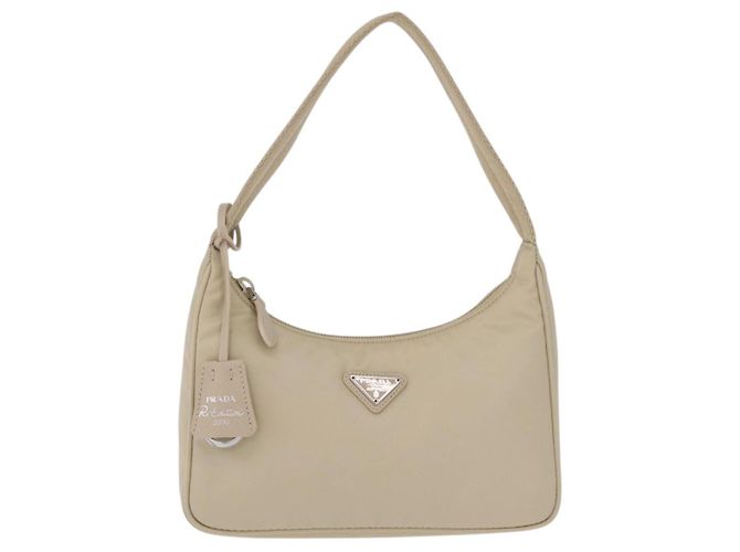 PRADA Bolsa de Mão Nylon Beige Silver - vista 13