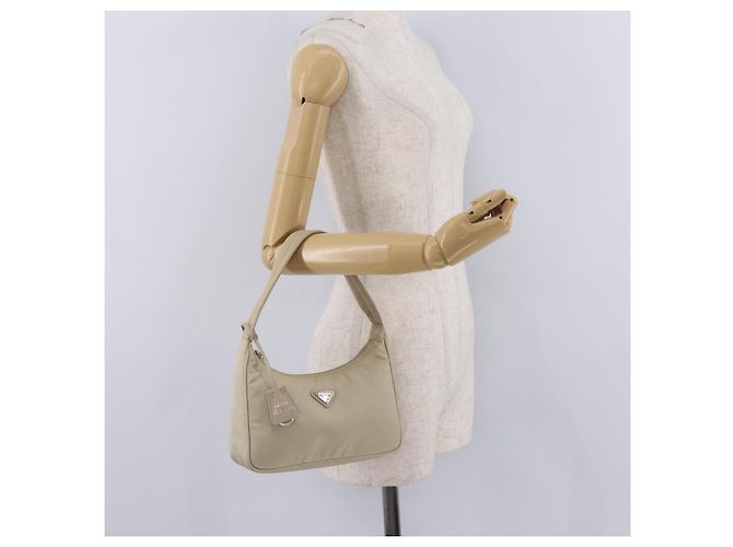 PRADA Bolsa de Mão Nylon Beige Silver - vista 25