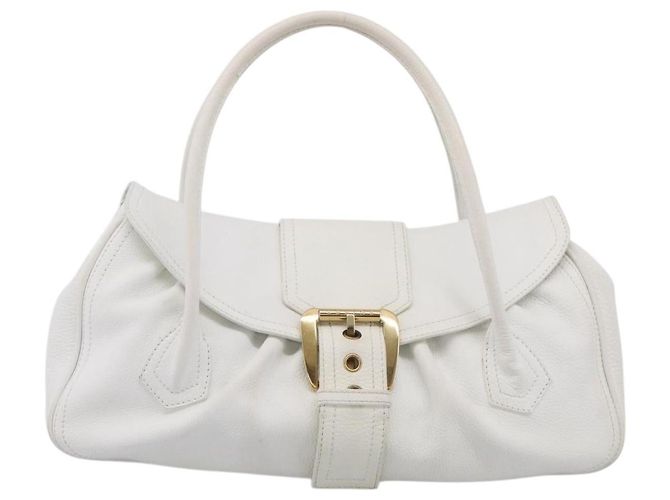 Céline CELINE Bolso de mano de piel blanco tono dorado - vista 13