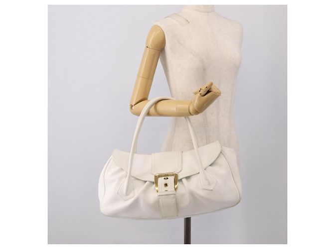 Céline CELINE Bolso de mano de piel blanco tono dorado - vista 28