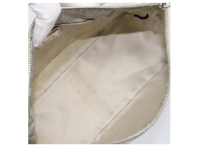 FENDI Zucchino Canvas Mamma Baguette Shoulder Bag Silver 8BR444 - vista 11