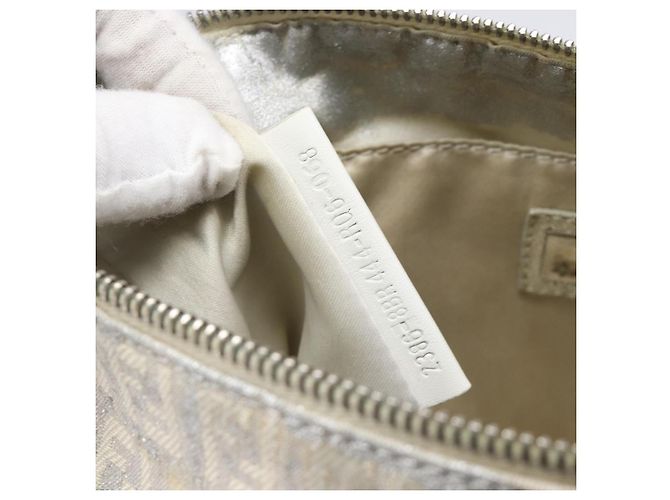 FENDI Zucchino Canvas Mamma Baguette Shoulder Bag Silver 8BR444 - vista 12
