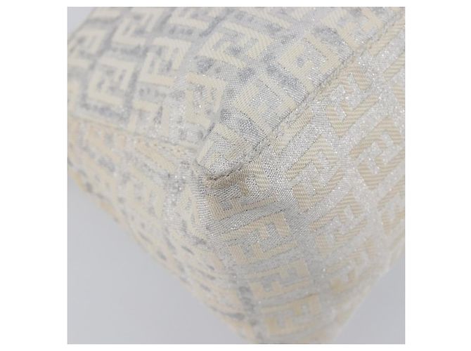 FENDI Zucchino Canvas Mamma Baguette Shoulder Bag Silver 8BR444 - vista 15