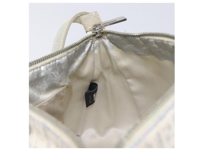 FENDI Zucchino Canvas Mamma Baguette Shoulder Bag Silver 8BR444 - vista 21